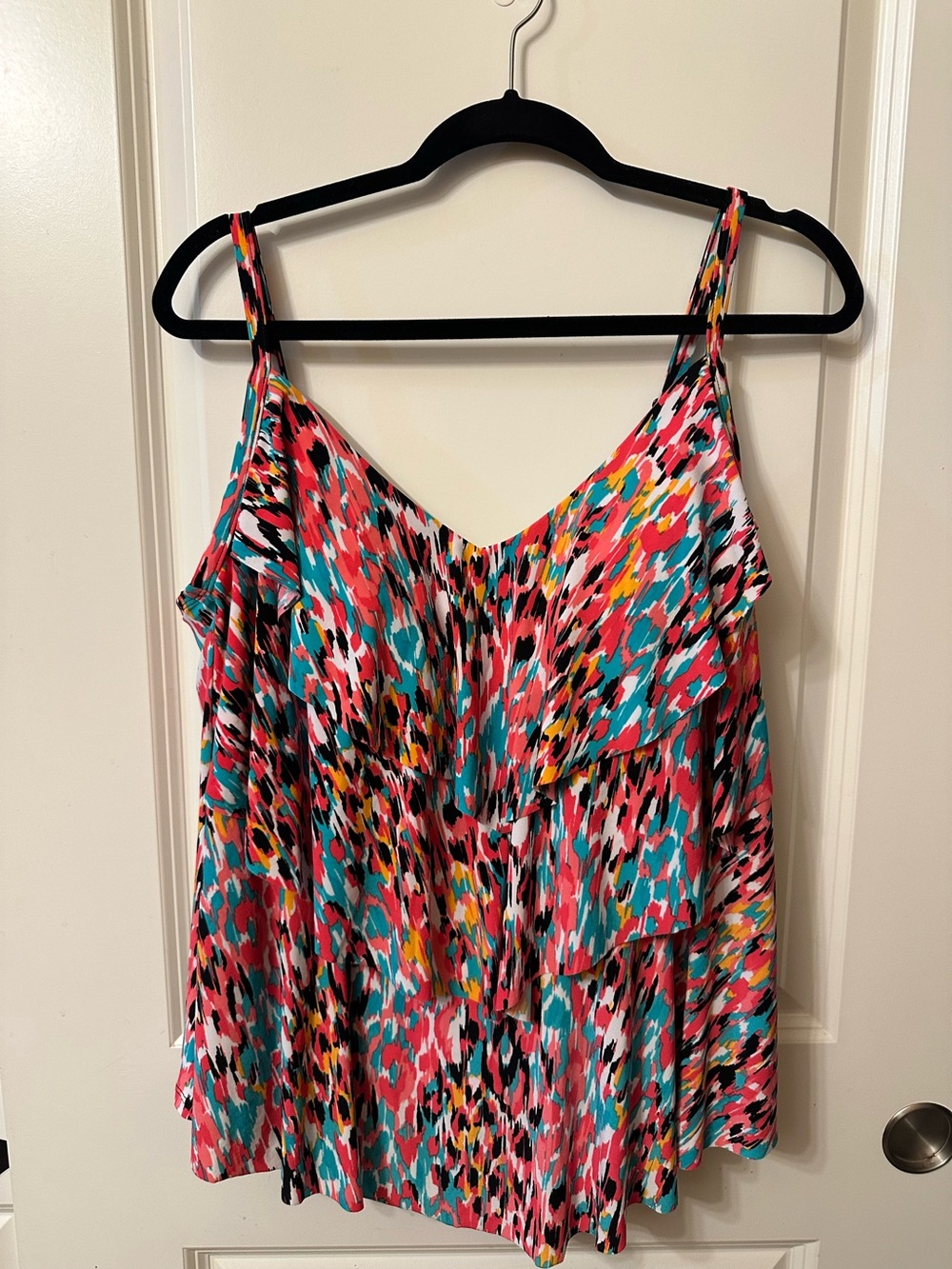 Aqua Green Coral + Teal Printed Spaghetti Strap Camisole